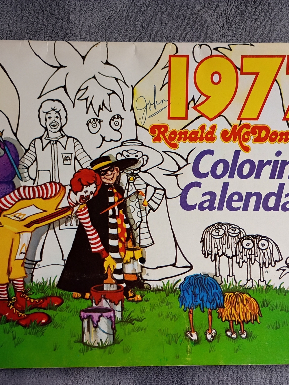 Vintage 1977 Ronald McDonald Coloring Book Calendar